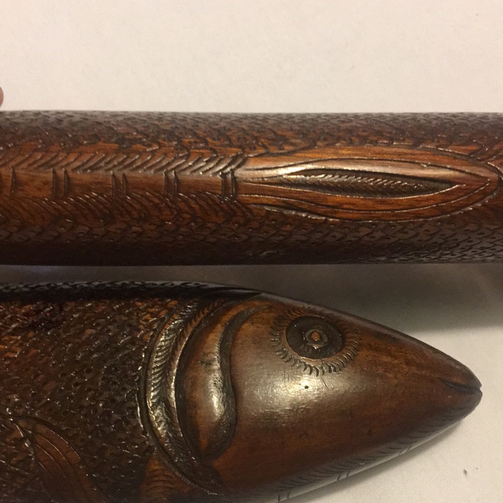 Carved wood fish carving set